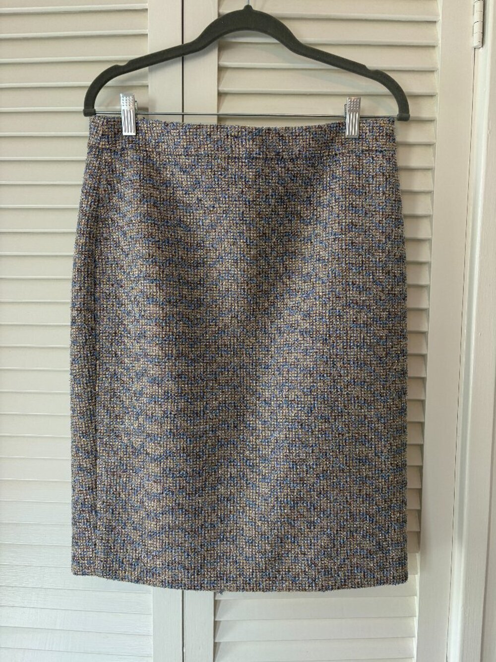 J. Crew No. 2 Pencil Skirt 6 sparkle tweed blue gold purple metallic holiday